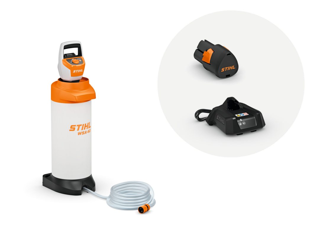 Serbatoio dell'acqua a pressione impostata Stihl WSA 40.0 | 10 l | incl. 2 batterie asse e 1 caricabatterie - sa090118510
