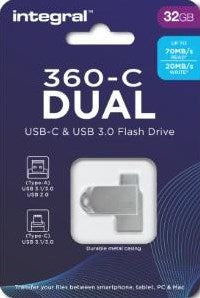 Chiavetta USB integrale 32GB in metallo doppia USB-C e USB 3.0 - 9500280