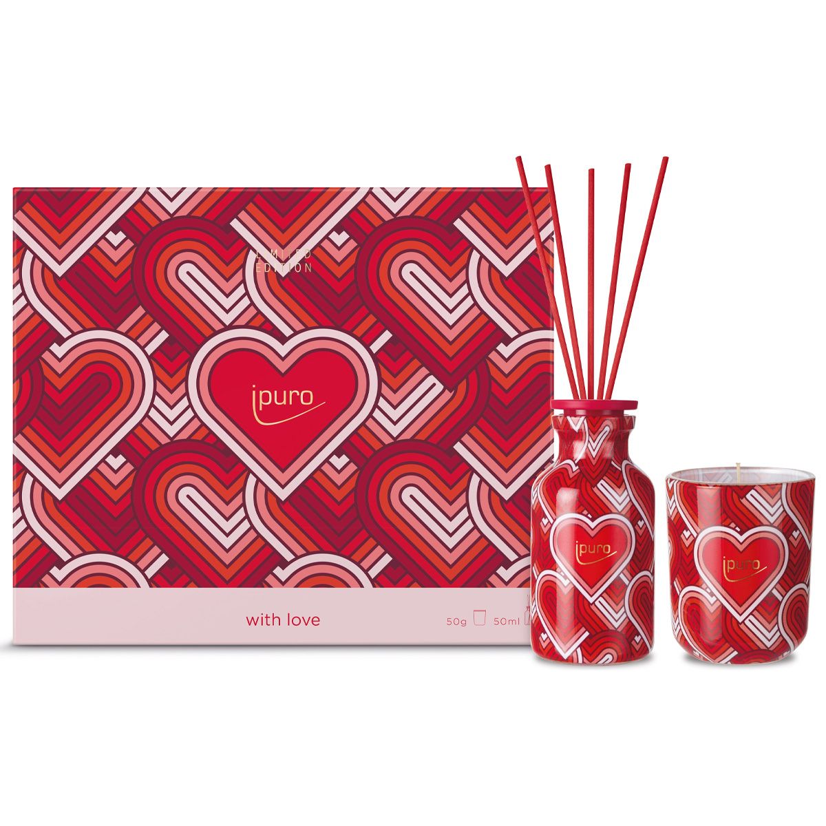 Set diffusore di fragranze Ipuro con amore 50ml + candela