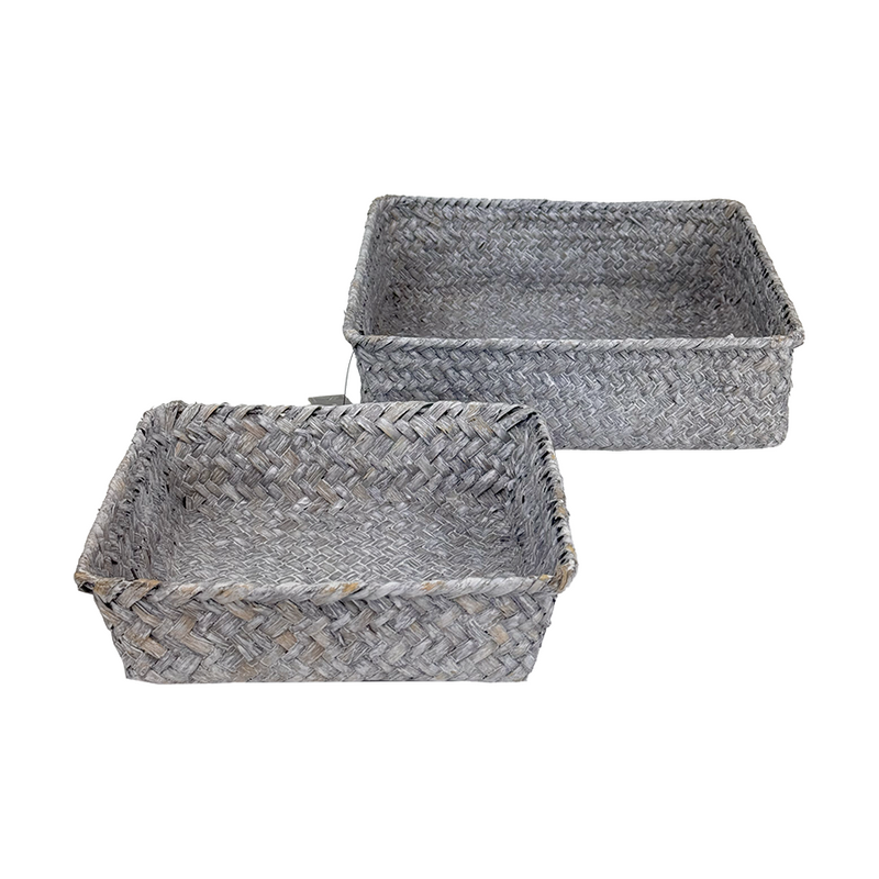 Set di cestini J-line in vimini grigio 22x22x7cm