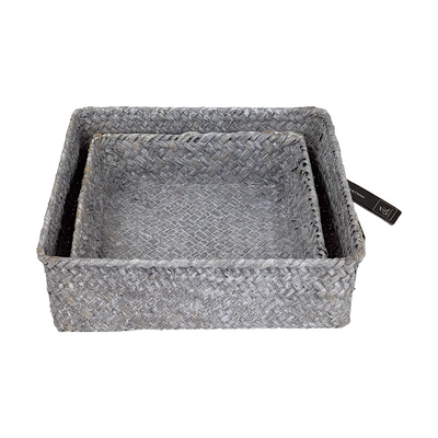 Set di cestini J-line in vimini grigio 22x22x7cm