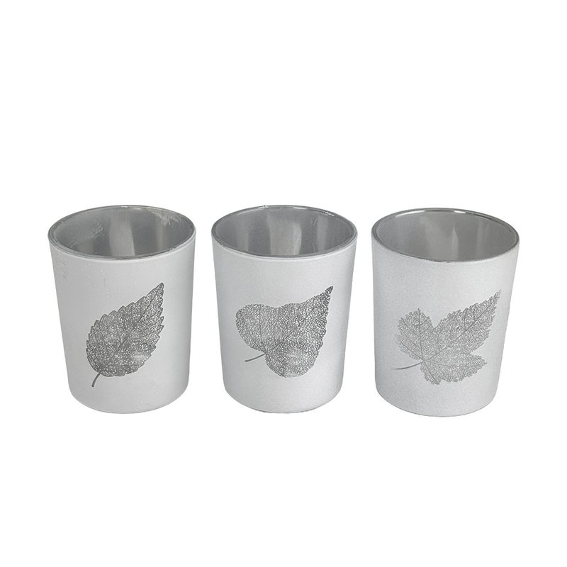 Set portacandele J-line piano in vetro ø6x7cm 3 pezzi