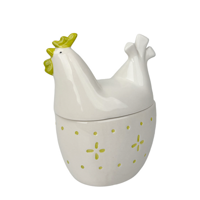Barattolo portaoggetti J-line in ceramica bianca 16x11x19 cm