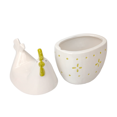 Barattolo portaoggetti J-line in ceramica bianca 16x11x19 cm