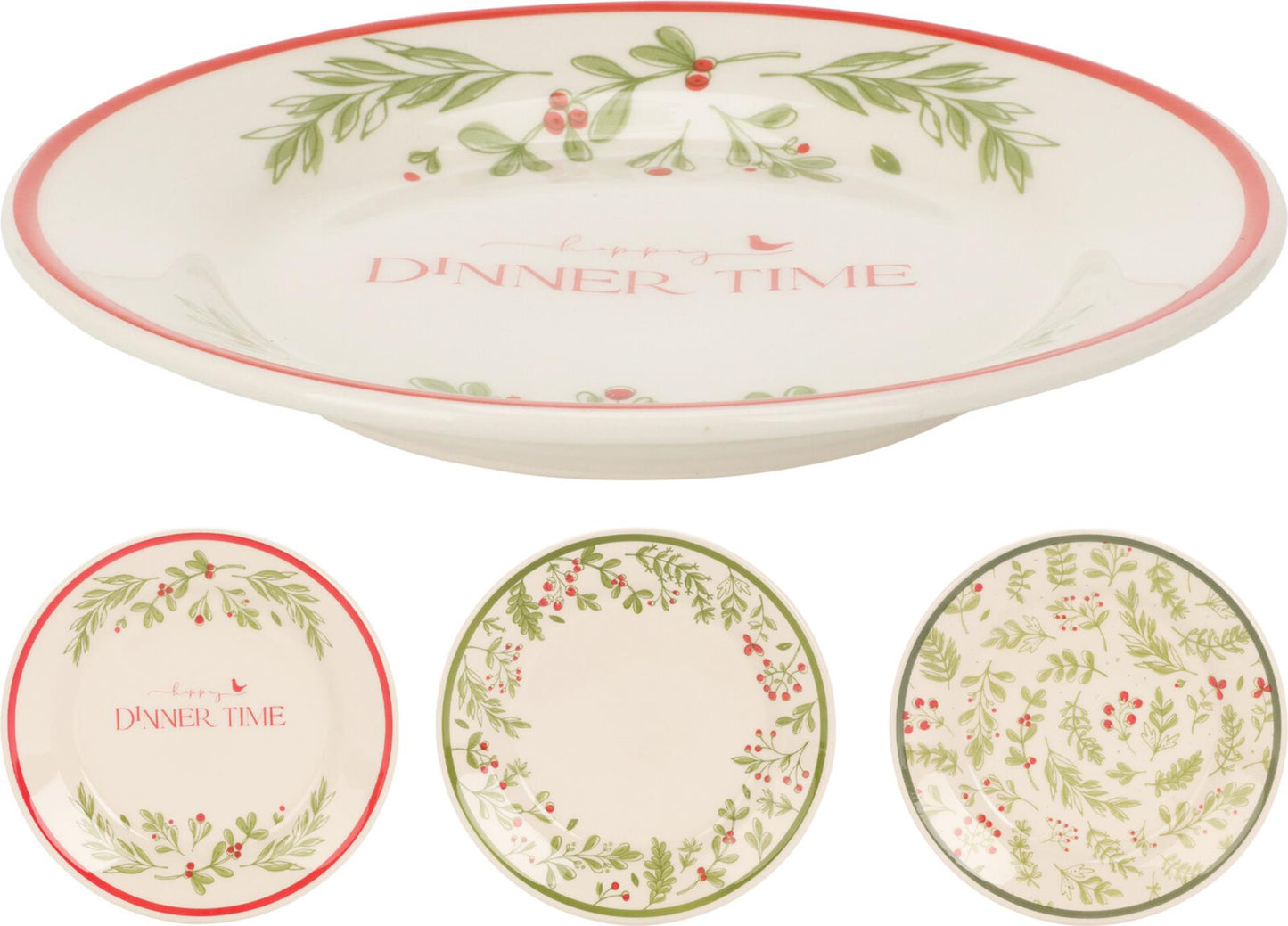 Home styling kerst dessertbord aardewerk ø19cm