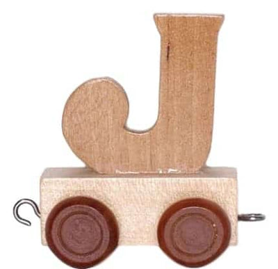 Carta de madera J con ruedas de 6 cm de altura