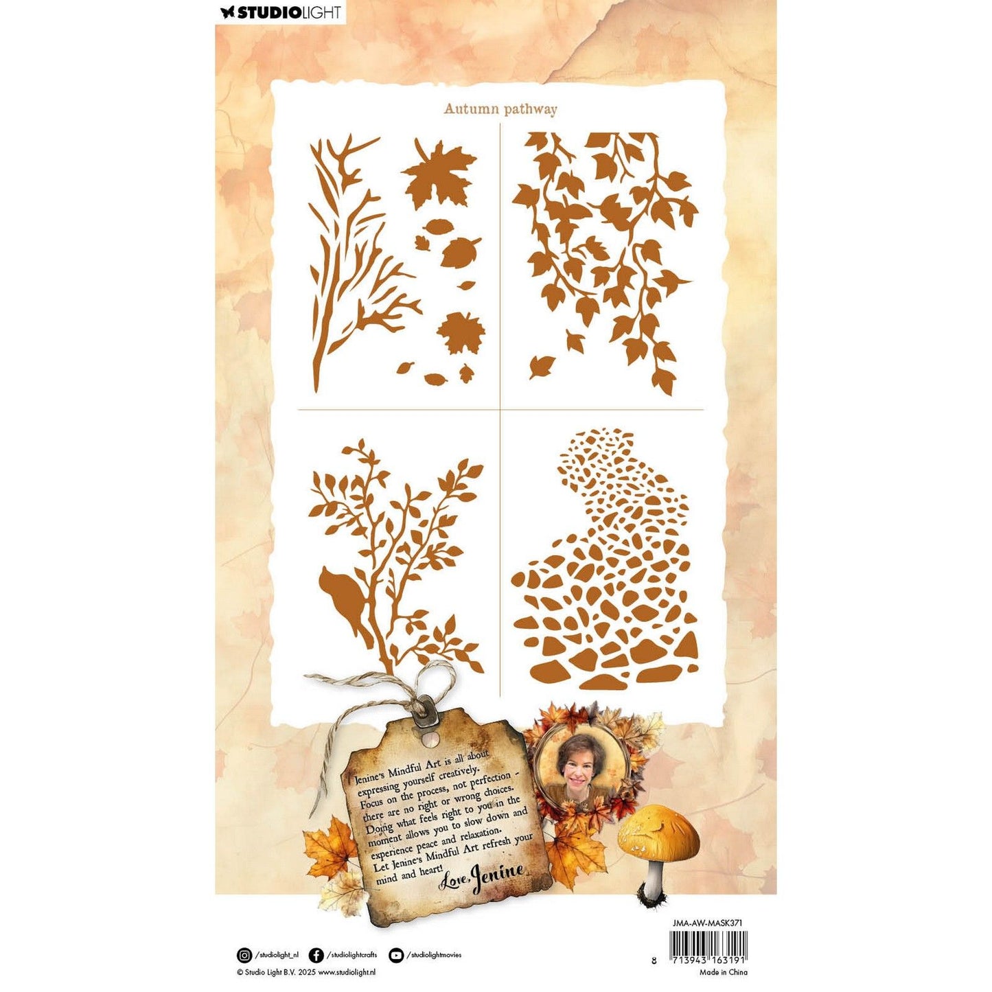 Studio light • jenine's mindful art autumn in the woods mask autumn pathway, 4 masks