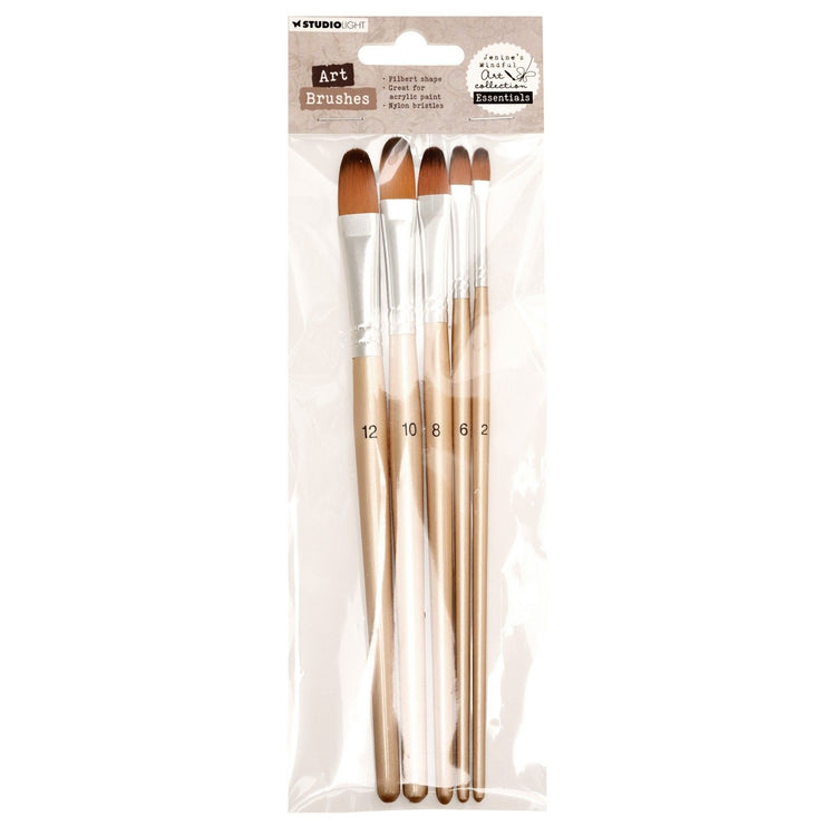 Studio light • jenine's mindful art brush set filbert, size 2-4-6-8-10 essentials 75x220x10mm 5 pieces