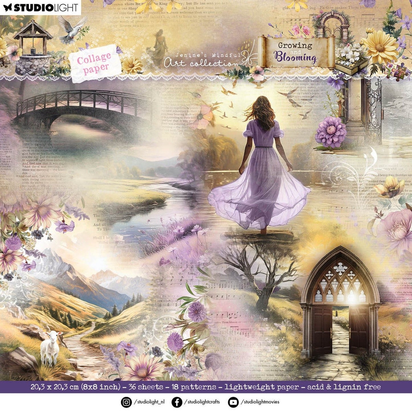 Studio light • growing blooming designer paper pad collage paper