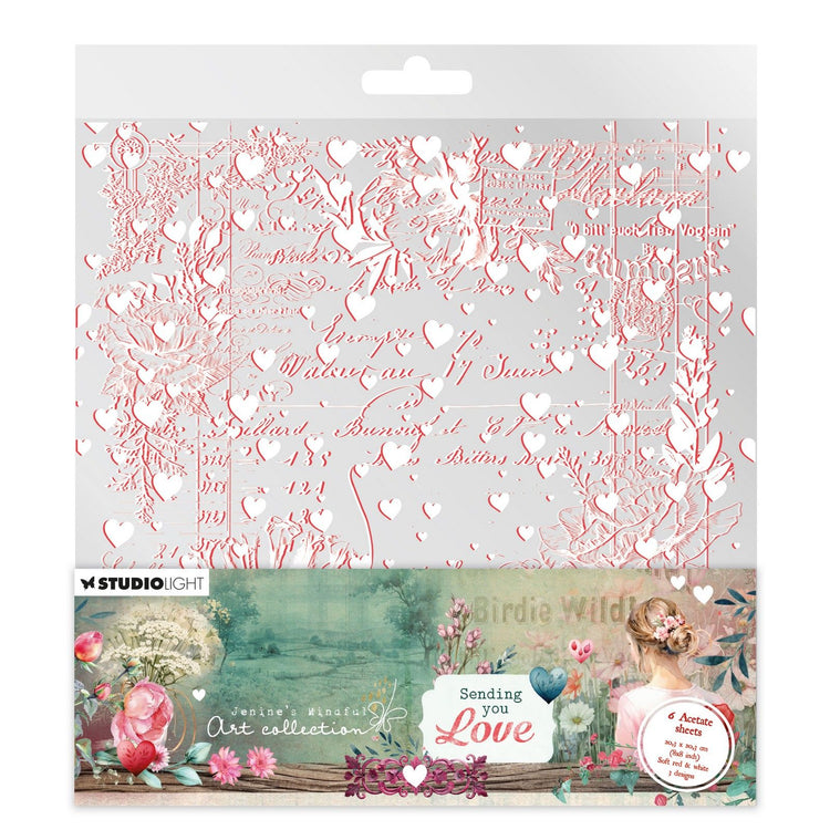 Studio light • jenine's mindful art acetate sheets sending you love white soft red