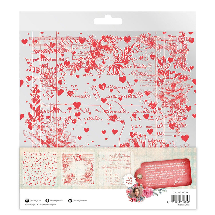 Studio light • jenine's mindful art acetate sheets sending you love white soft red