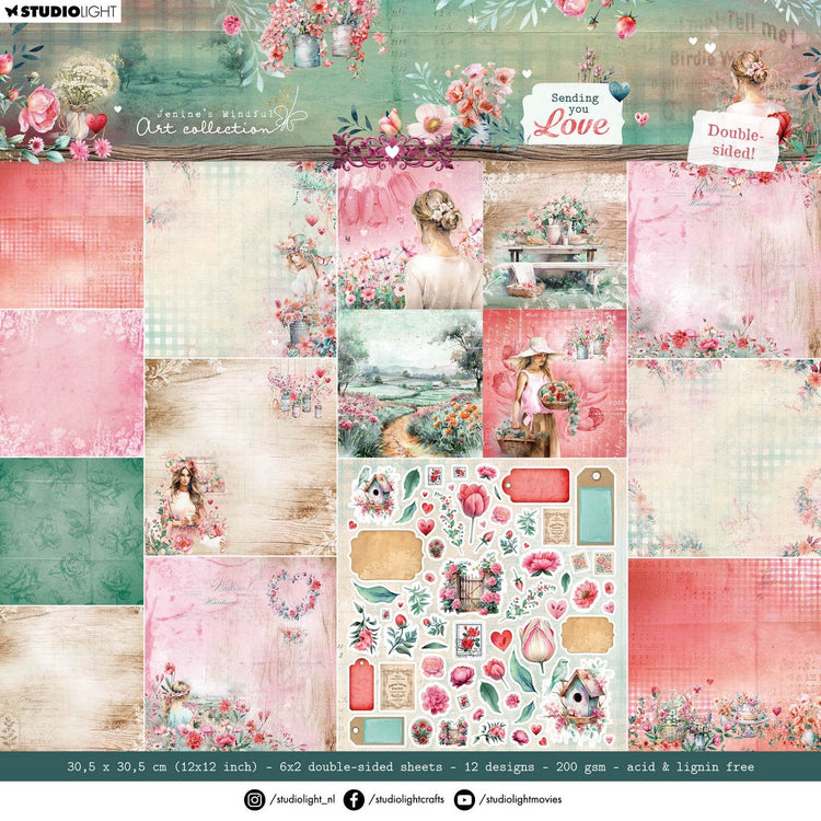 Studio light • jenine's mindful art designer paper pad sending you love double-sided scrapbooking