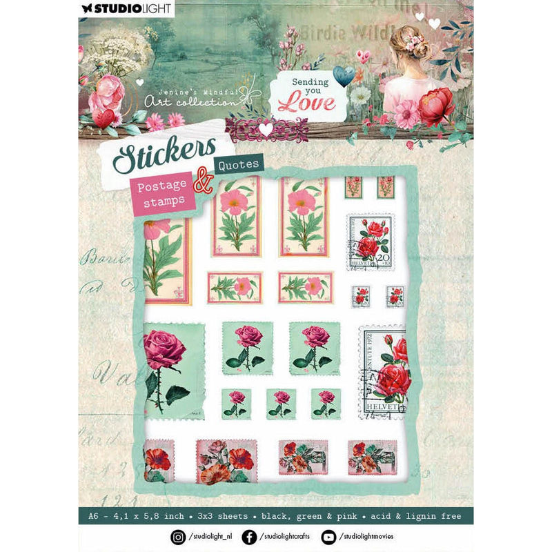 Studio light • jenine's mindful art sticker sheets sending you love postage stamps quotes