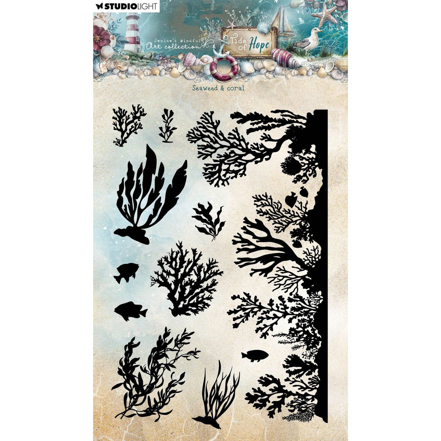 Luce da studio • marea di speranza corallo di alghe con timbro trasparente