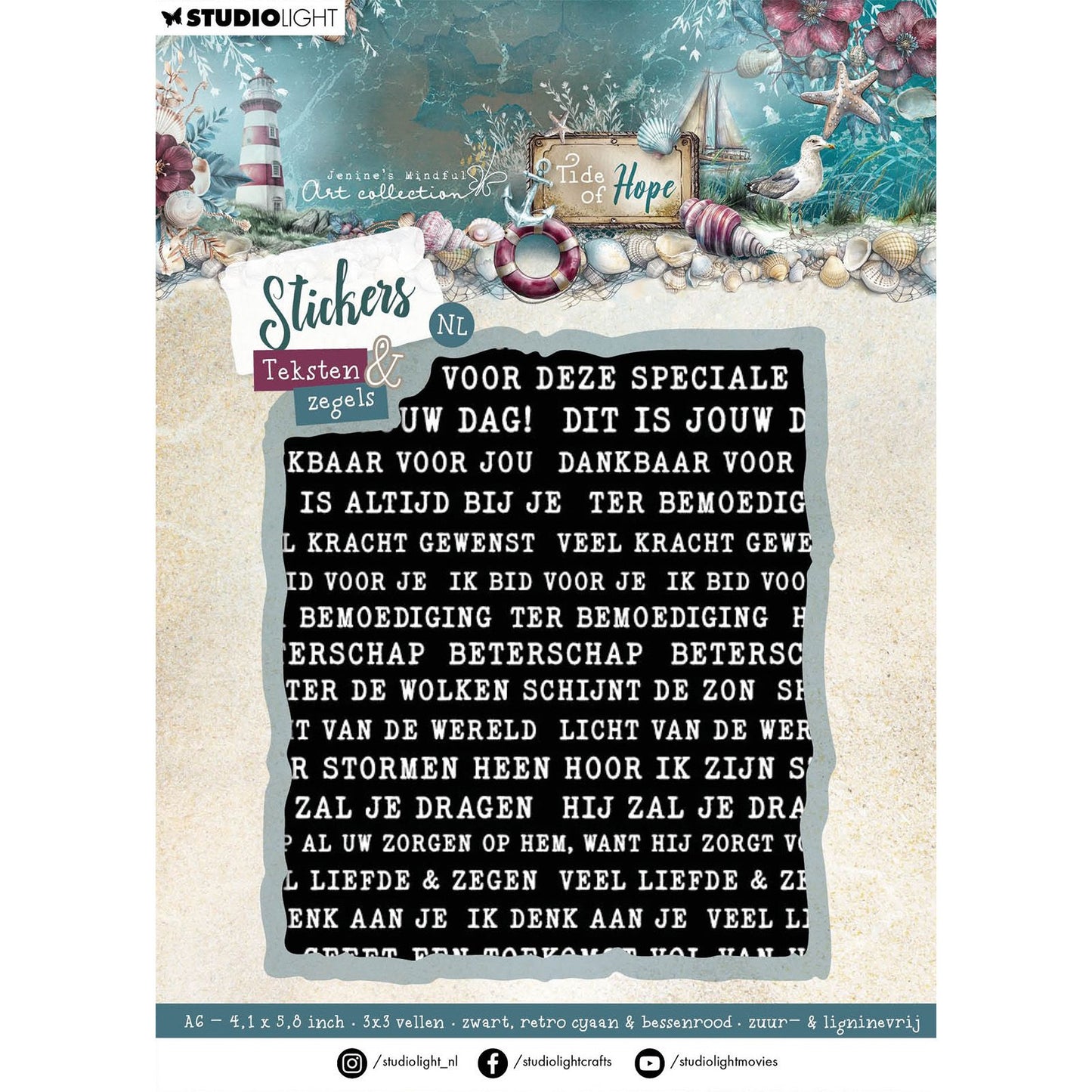 Luz de estudio • marea de esperanza hojas de pegatinas sellos textos