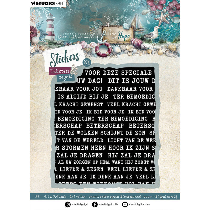 Studio light • tide of hope sticker sheets zegels teksten