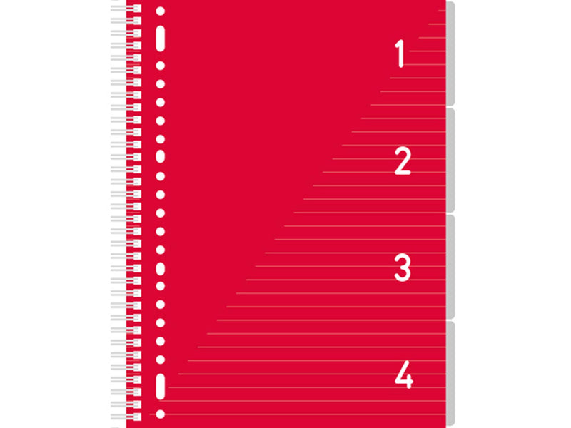 Kangaro 4 in 1 schrijfblok a4, gelinieerd rood