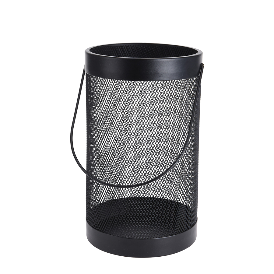 Portavelas metal negro 25,5cm
