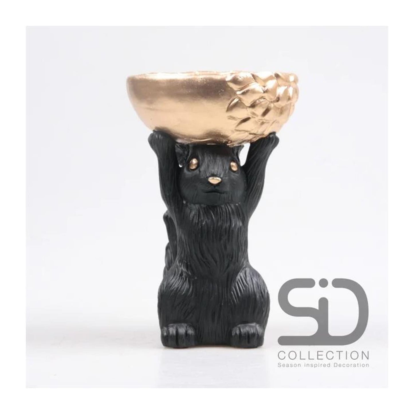 Estatua decorativa inspirada en la temporada ardilla con caja 14x22,5 cm negro
