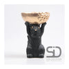 Season inspired decoration eekhoorn met bak 14x12x22,5cm zwart