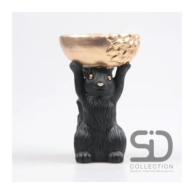 Season inspired decoration statue squirrel with box 14x22.5cm black