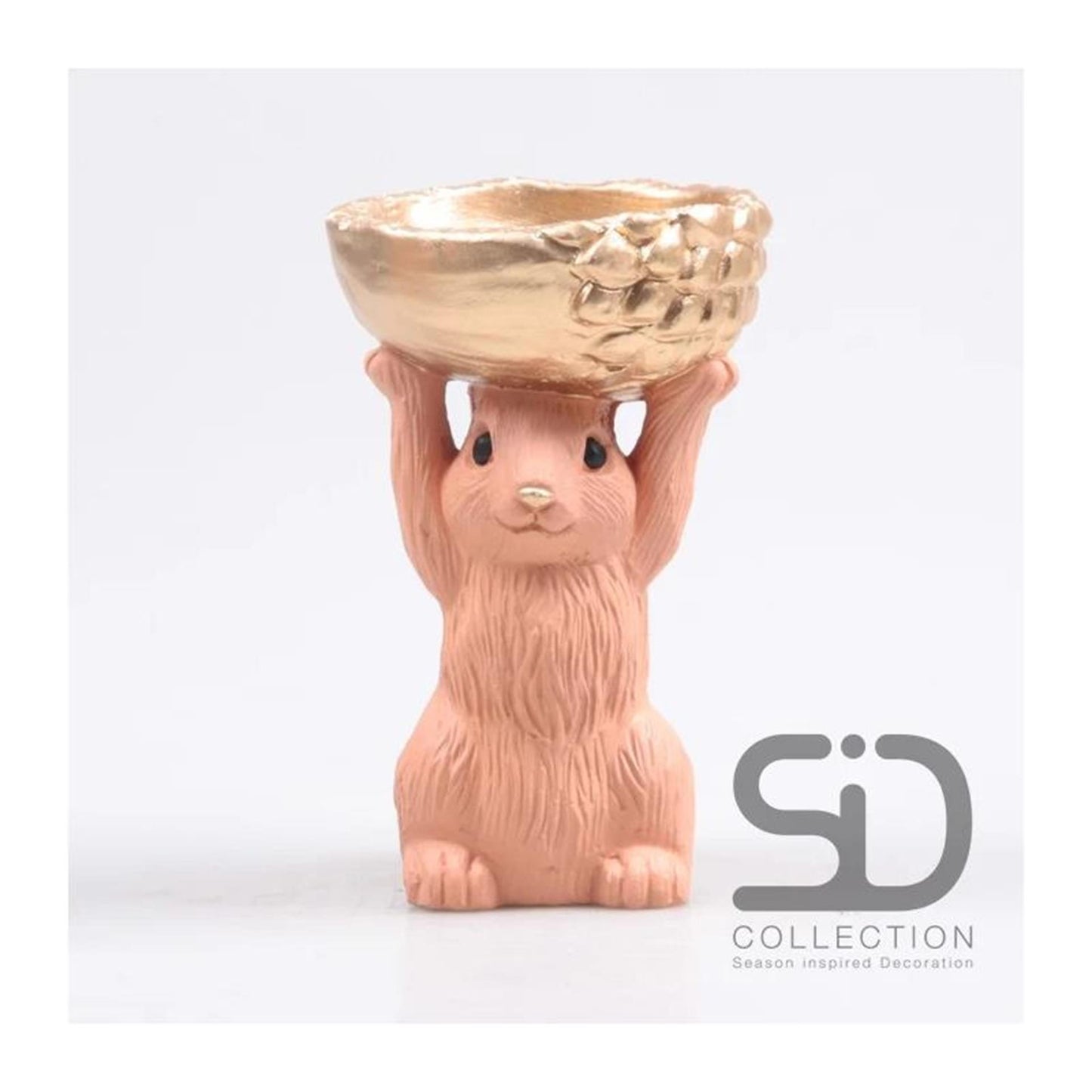 Estatua decorativa de ardilla inspirada en la temporada con caja 11x9,5x18cm beige
