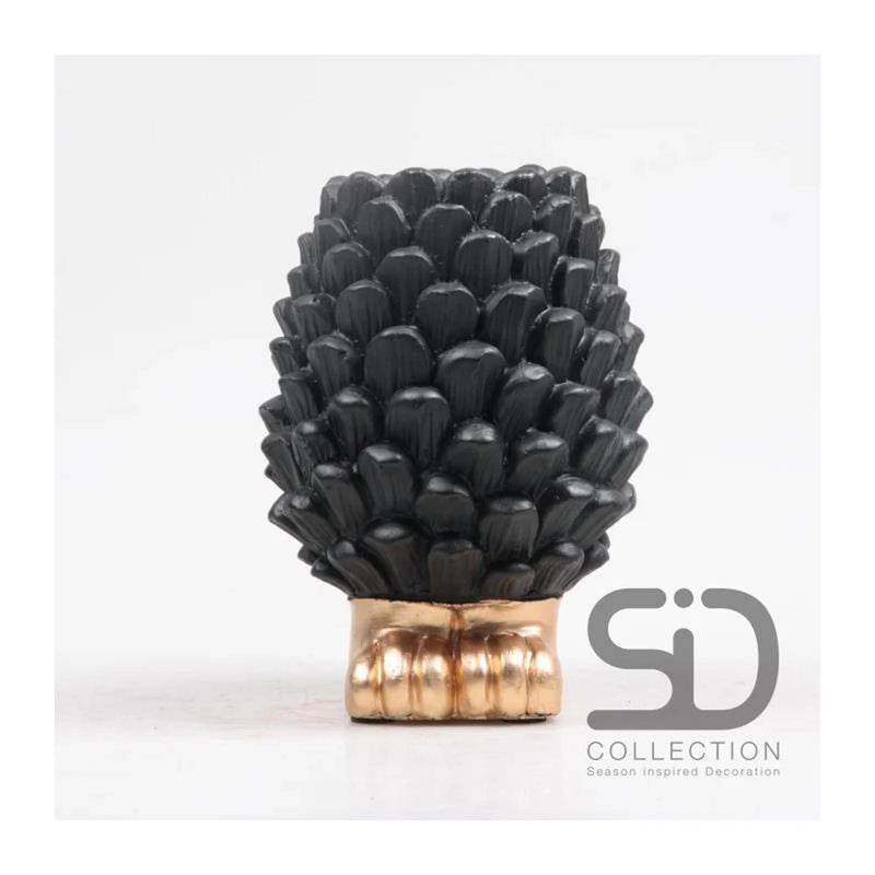 Jarrón con pie de piña decoración inspirada en la temporada 16 cm negro