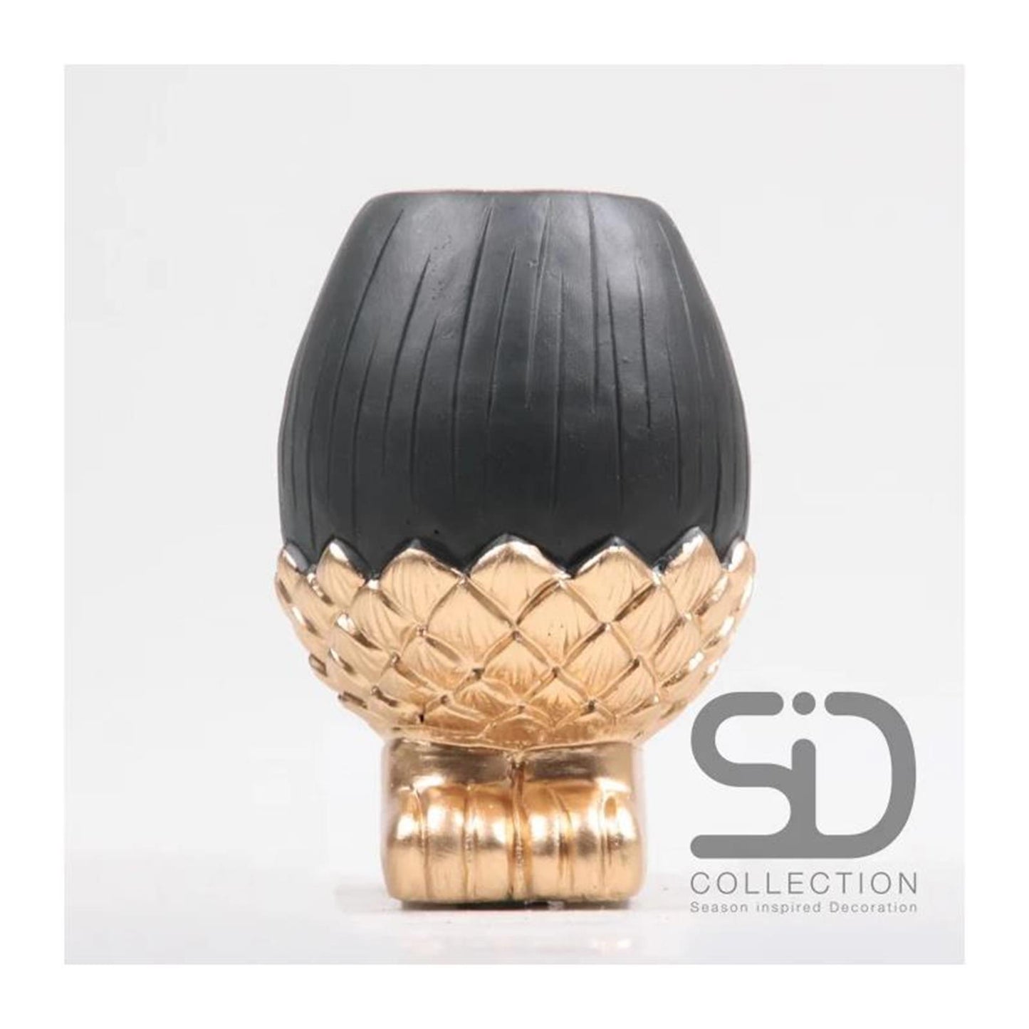 Jarrón decorativo inspirado en la temporada bellota con pie 11x11x16cm negro