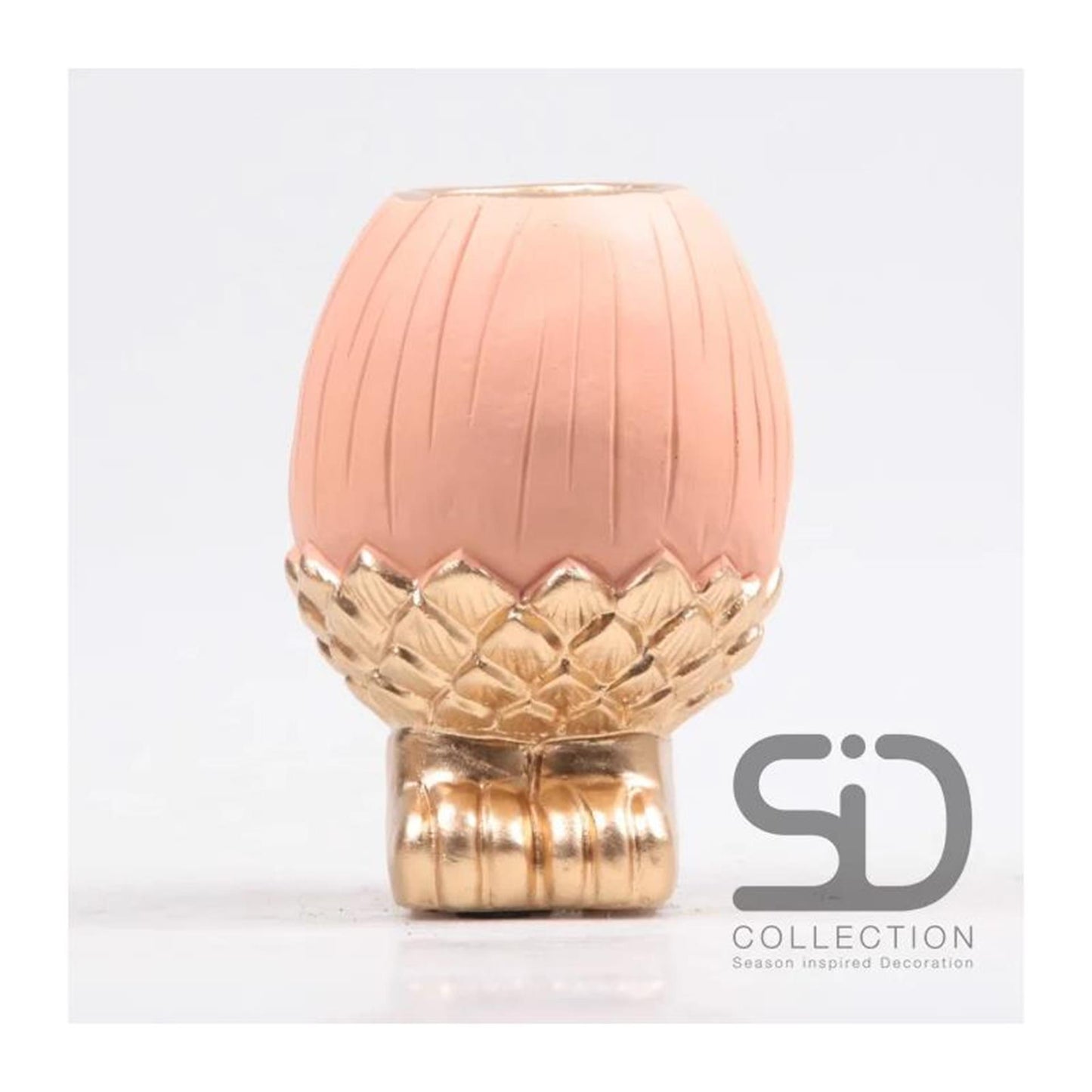 Jarrón decorativo inspirado en la temporada bellota con pie 13 cm beige rojo