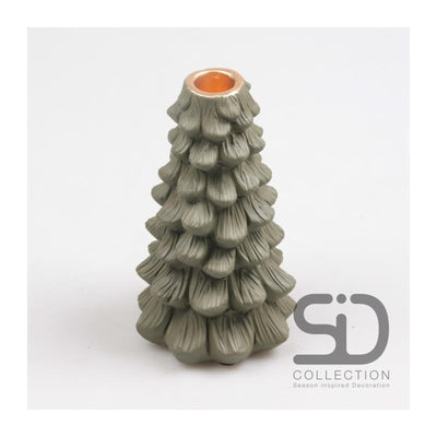 Candeliere decorativo ispirato alla stagione albero di Natale 11x11x19 verde oliva