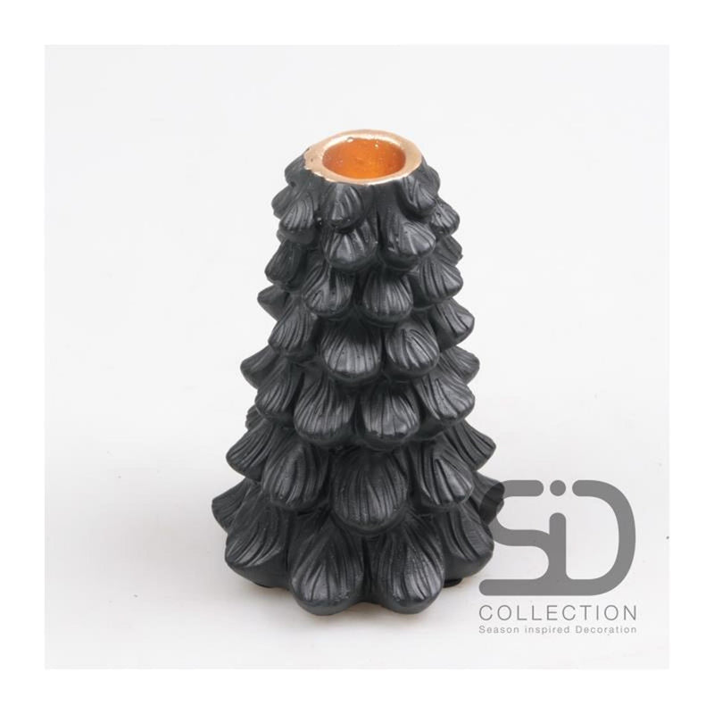 Season inspired decoration kandelaar kerstboom 10x10x15 zwart