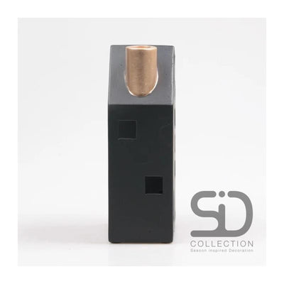 Season inspired decoration kandelaar 12x8x24cm zwart kandelaar huisje 12x8x24cm zwart