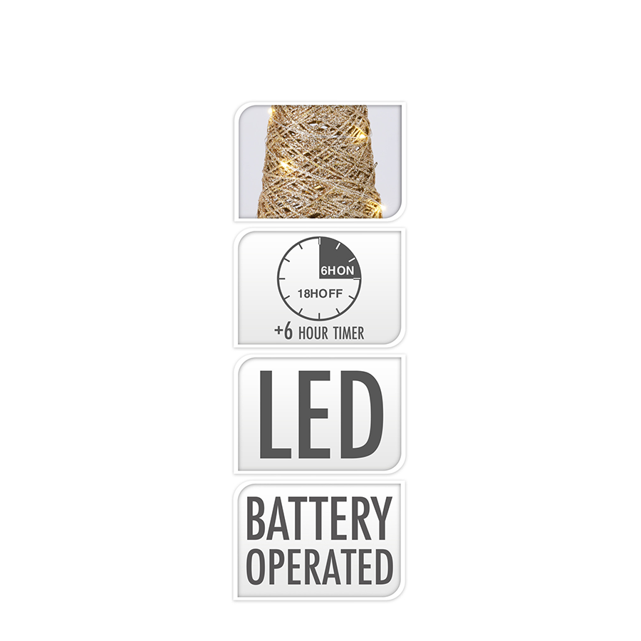 Cono LED dorado 40 LEDs 78cm