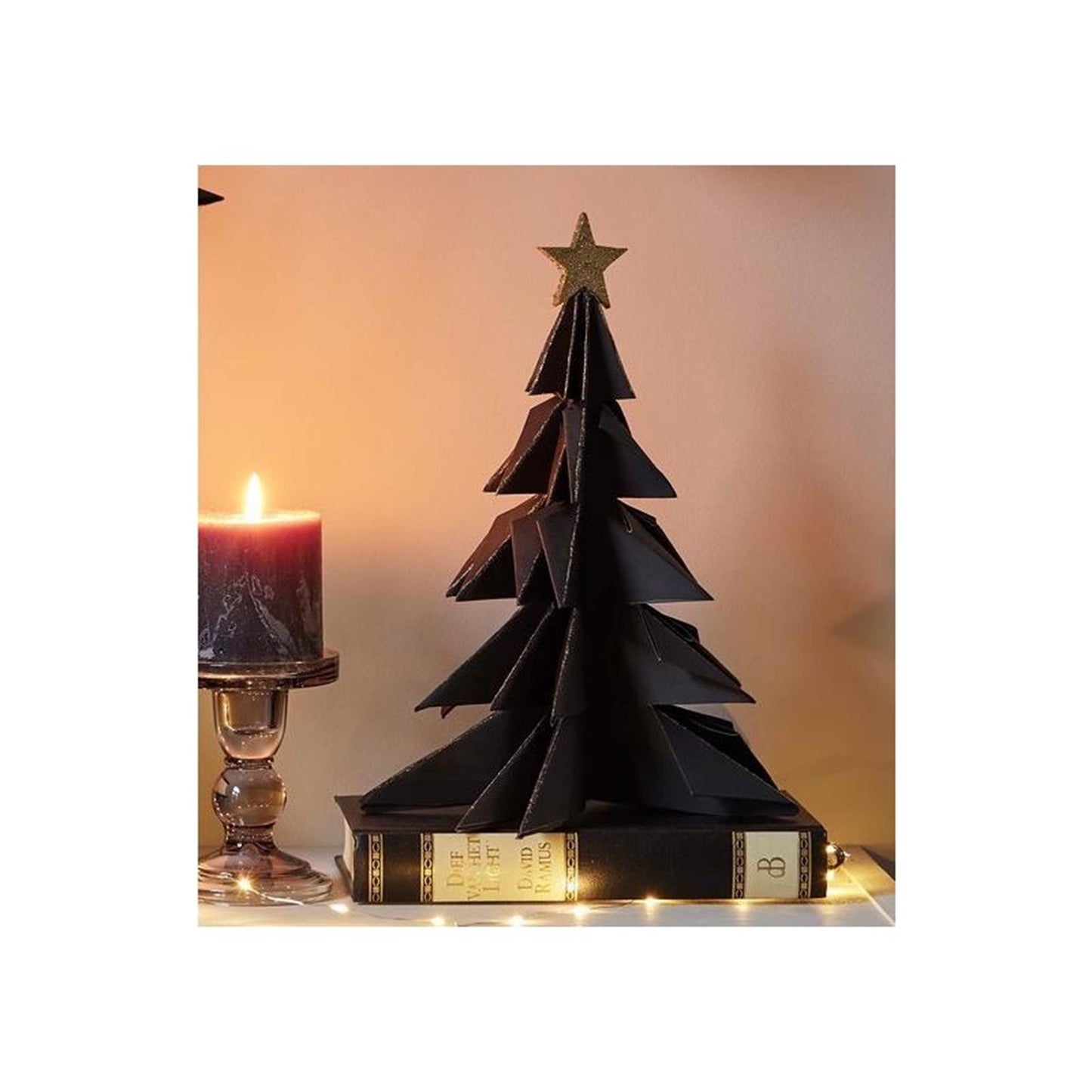 House of nature deco kerstboom papier 28cm zwart