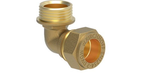 Ángulo de transición de latón Kirchhoff 90°, ciego, 18 mm x 1 2 ag, acoplamiento de abrazadera para tubo de cobre - 989452317