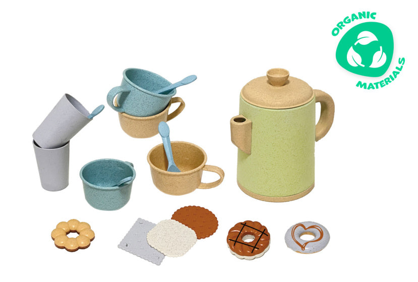 Set di tè da cucina con prelibatezze da gioco riciclato