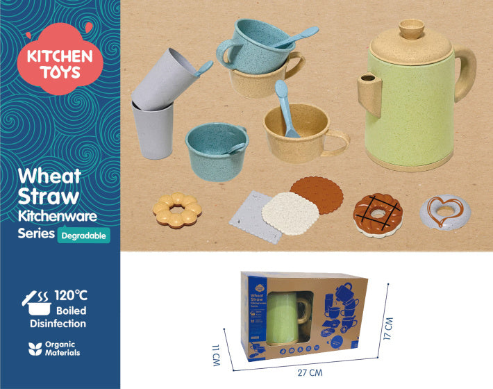 Set di tè da cucina con prelibatezze da gioco riciclato