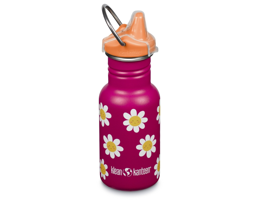 Botella de beber para niños Klean Kanteen con Sippydop - Flores felices - 355ml
