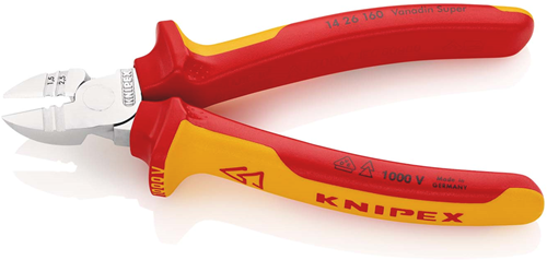 Alicates de corte lateral pelacables Knipex | aislado | mangos multicomponente | probado en vde | cromo - 14 26 160 sb