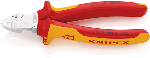 Alicates de corte lateral pelacables Knipex | aislado | mangos multicomponente | probado en vde | cromo - 14 26 160 sb