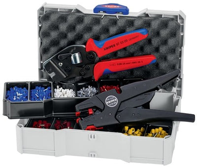 Gama de casquillos Knipex | con alicates para engarzar y pelacables en systainer | 1 pieza - 97 90 16 - 97 90 16
