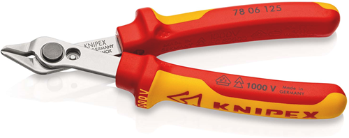 Knipex elettronico super Knips® vde | Lunghezza 125 mm | isolato | maniglie multicomponente | Testato VDE - 78 06 125 sb