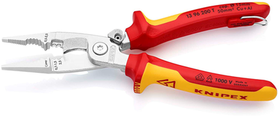 Alicates para instalaciones eléctricas Knipex aislados | armarios multicomponente | Aprobado por VDE | muelle de apertura integrado - 13 96 200 t bk