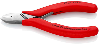 Alicates de corte lateral para electrónica Knipex | 115 mm de longitud | bisagra perforada | recubierto de plástico - 77 21 115 n