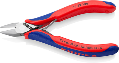 Knipex electronics side cutting pliers | 130mm length | pierced hinge | multi-component handles - 77 32 130
