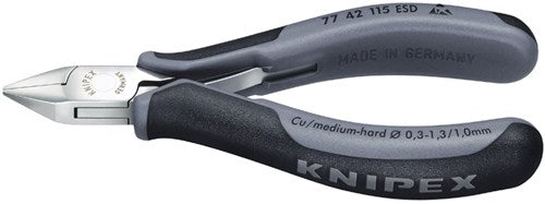 Knipex alicates de corte lateral para electrónica esd con mangos de varios componentes 115 mm - 7742115esd