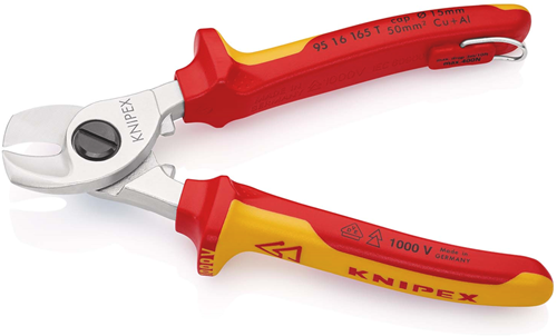 Cortacables Knipex aislados | armarios multicomponente | Aprobado por VDE | muelle de apertura integrado - 95 16 165 t bk