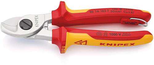 Cortacables Knipex aislados | armarios multicomponente | Aprobado por VDE | muelle de apertura integrado - 95 16 165 t bk