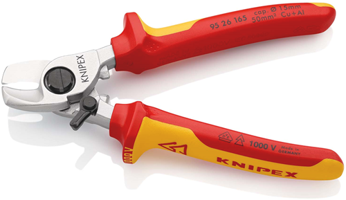 Knipex kabelschaar met openingsveer | geïsoleerd | meer-componentengrepen | vde-getest - 95 26 165 sb