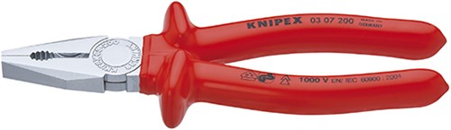 Pinza universale Knipex cromata per isolamento ad immersione, testata VDE 200 mm - 0307200